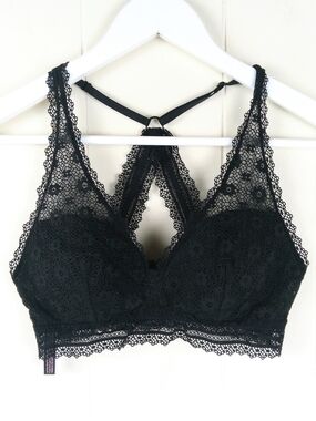 Victoria's Secret Black Lace Bralette with Racerback Size S Adjustable Straps